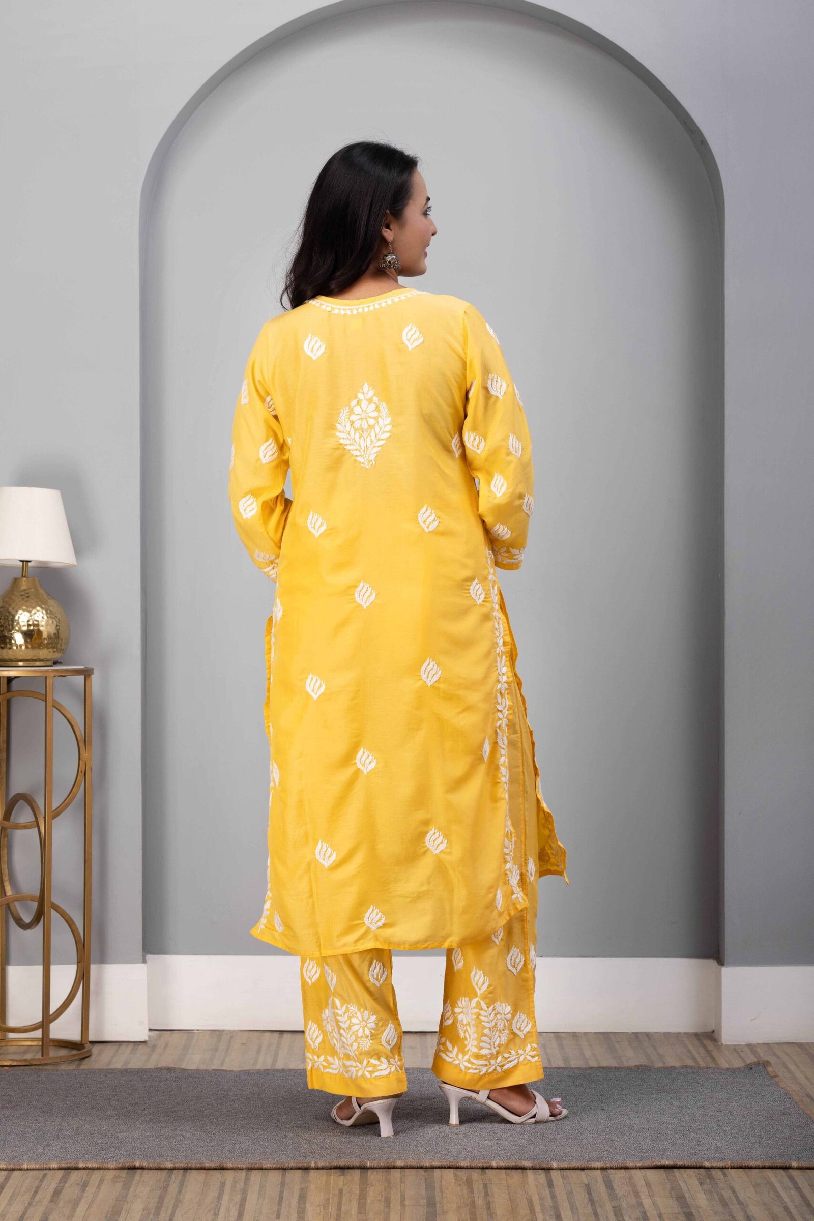 Yellow Muslin Kurti Set