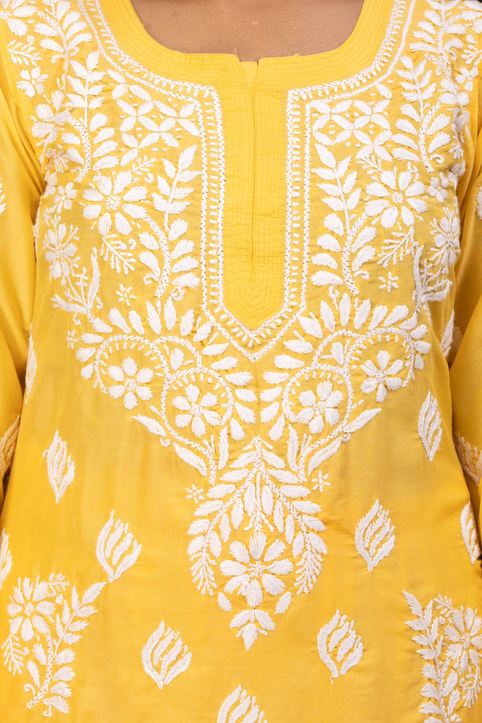 Yellow Muslin Kurti Set
